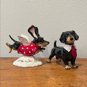 Blue Sky Black and Brown Dachshund Figurine